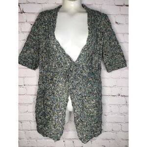 Anthropologie Moth Women XS Green Sweater Cardigan Split Back One Snap Short Slv
